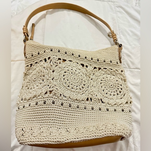 The Sak Sequoia Crochet Cream Rose Gold Hobo Elegant Shoulder Bag Bohemian Boho - Picture 16 of 16